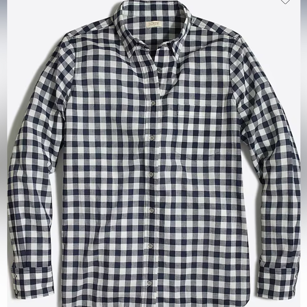 J. Crew Navy and White Gingham classic button-down shirt in boy fit